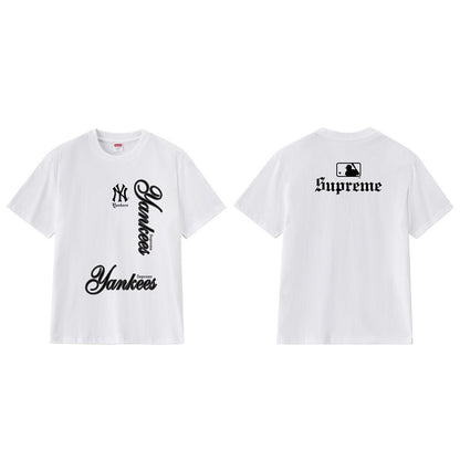 款号M266#p40💰 Supreme x MLB 冬季T恤系列 FW25 Week17 MLB Teams Tee NY 冬季T恤系列 圆领休闲正反英文字母印花短袖T恤 男女同款 宽松版型 采用2 - view 10