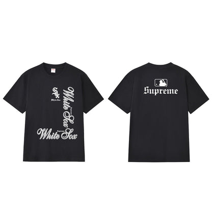 款号M266#p40💰 Supreme x MLB 冬季T恤系列 FW25 Week17 MLB Teams Tee NY 冬季T恤系列 圆领休闲正反英文字母印花短袖T恤 男女同款 宽松版型 采用2 - view 11