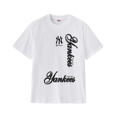 款号M266#p40💰 Supreme x MLB 冬季T恤系列 FW25 Week17 MLB Teams Tee NY 冬季T恤系列 圆领休闲正反英文字母印花短袖T恤 男女同款 宽松版型 采用2 - view 12