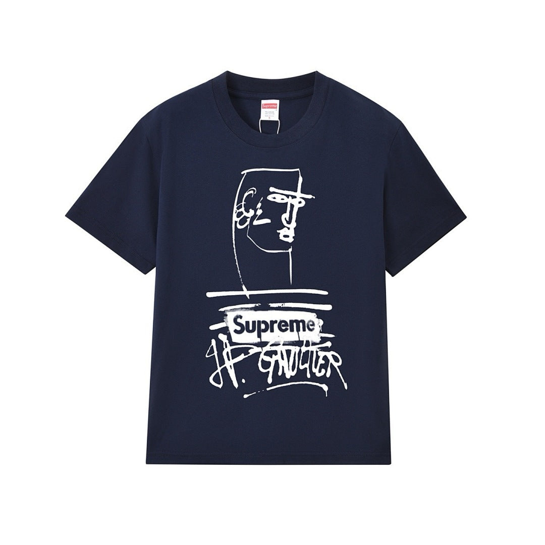 款号M277#p40💰 Supreme SS19 x Jean Paul Gaultier Tee Black 联名款 涂鸦印花短袖美式潮流T恤 男女同款 宽松版型 采用260克精梳棉双纱 从面料 - view 2