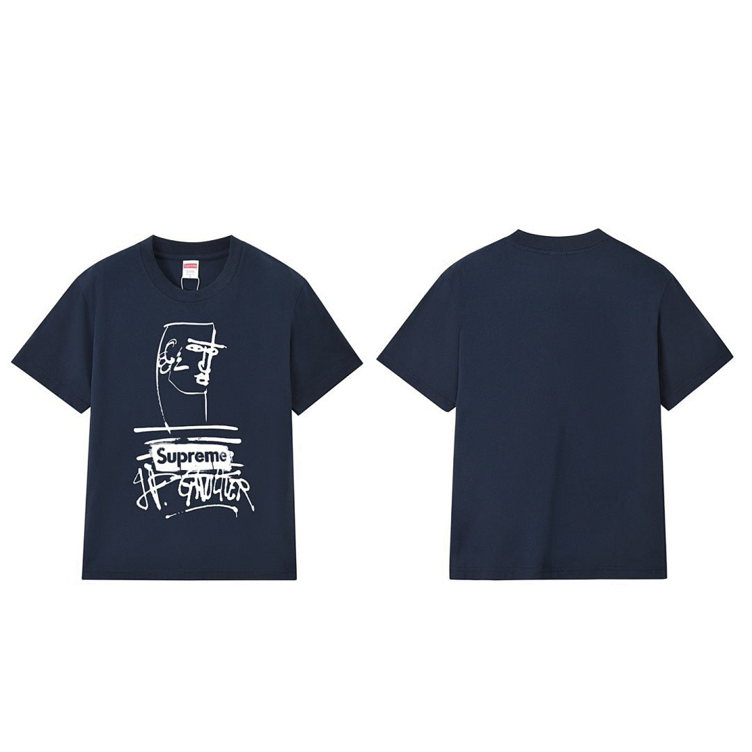 款号M277#p40💰 Supreme SS19 x Jean Paul Gaultier Tee Black 联名款 涂鸦印花短袖美式潮流T恤 男女同款 宽松版型 采用260克精梳棉双纱 从面料 - view 3