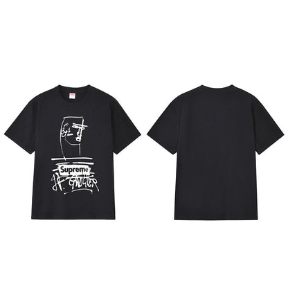 款号M277#p40💰 Supreme SS19 x Jean Paul Gaultier Tee Black 联名款 涂鸦印花短袖美式潮流T恤 男女同款 宽松版型 采用260克精梳棉双纱 从面料 - view 4