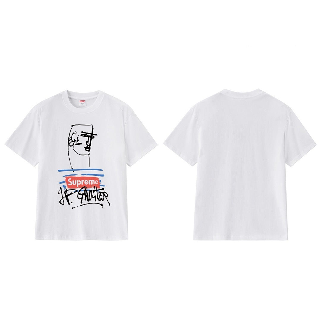 款号M277#p40💰 Supreme SS19 x Jean Paul Gaultier Tee Black 联名款 涂鸦印花短袖美式潮流T恤 男女同款 宽松版型 采用260克精梳棉双纱 从面料 - view 5