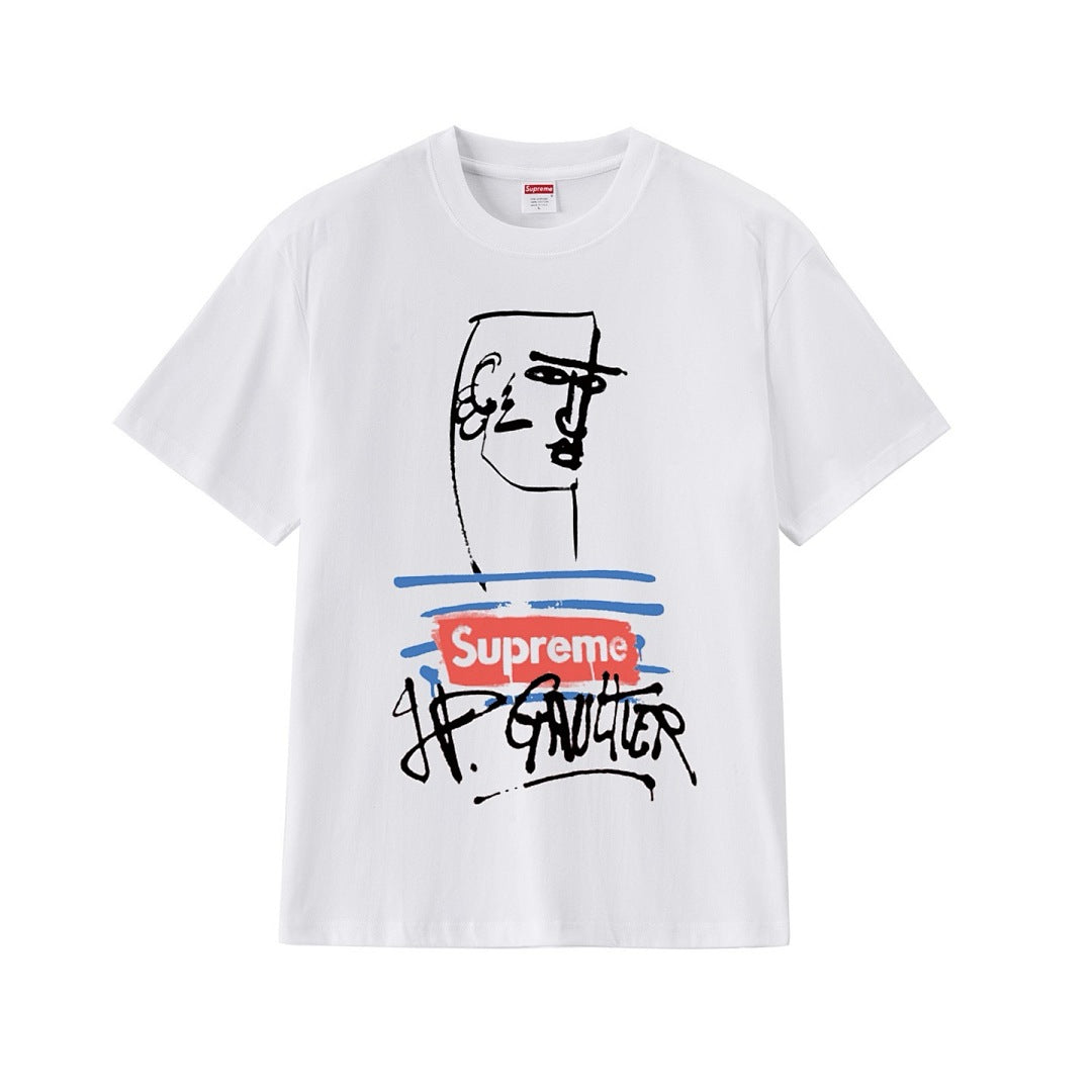 款号M277#p40💰 Supreme SS19 x Jean Paul Gaultier Tee Black 联名款 涂鸦印花短袖美式潮流T恤 男女同款 宽松版型 采用260克精梳棉双纱 从面料 - view 7