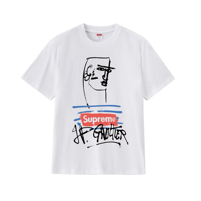 款号M277#p40💰 Supreme SS19 x Jean Paul Gaultier Tee Black 联名款 涂鸦印花短袖美式潮流T恤 男女同款 宽松版型 采用260克精梳棉双纱 从面料 - view 7