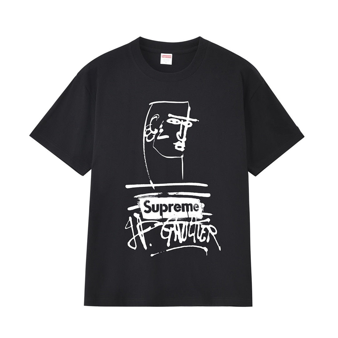 款号M277#p40💰 Supreme SS19 x Jean Paul Gaultier Tee Black 联名款 涂鸦印花短袖美式潮流T恤 男女同款 宽松版型 采用260克精梳棉双纱 从面料 - view 8