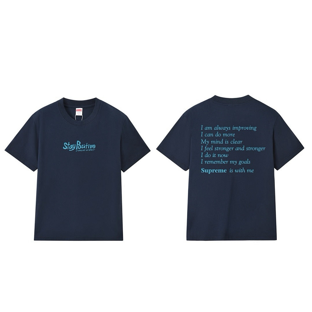 款号M291#p40💰 Supreme Week 1 Stay Positive Tee 保持积极英文印花圆领短袖美式潮流T恤 男女同款 宽松版型 采用260克精梳棉双纱 从面料到辅料全部三标齐全 - view 4