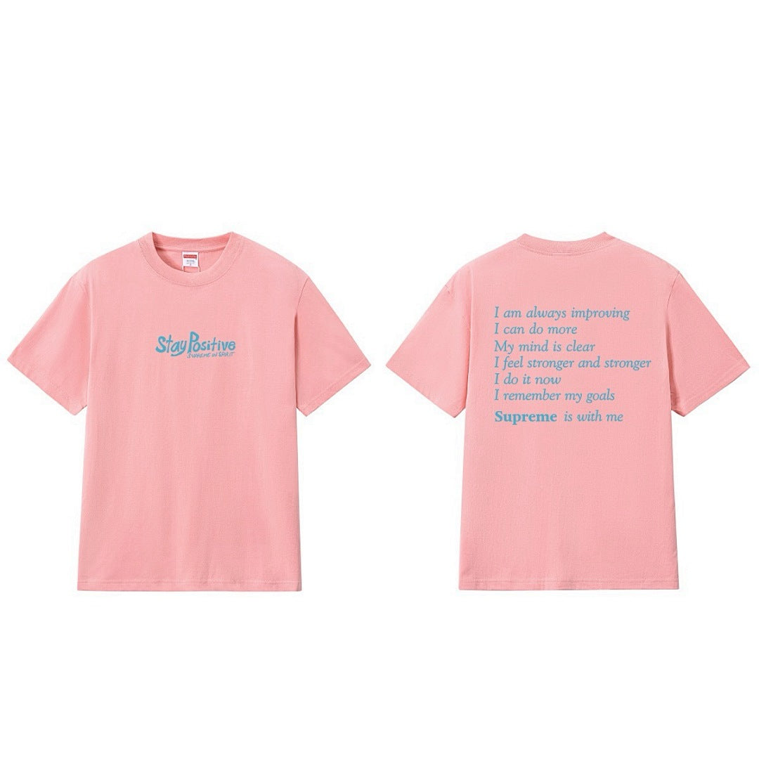 款号M291#p40💰 Supreme Week 1 Stay Positive Tee 保持积极英文印花圆领短袖美式潮流T恤 男女同款 宽松版型 采用260克精梳棉双纱 从面料到辅料全部三标齐全 - view 7