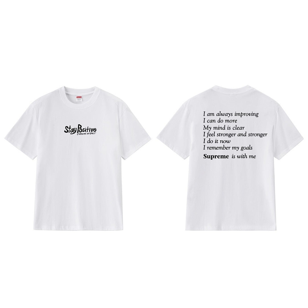 款号M291#p40💰 Supreme Week 1 Stay Positive Tee 保持积极英文印花圆领短袖美式潮流T恤 男女同款 宽松版型 采用260克精梳棉双纱 从面料到辅料全部三标齐全 - view 17