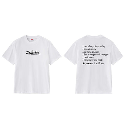 款号M291#p40💰 Supreme Week 1 Stay Positive Tee 保持积极英文印花圆领短袖美式潮流T恤 男女同款 宽松版型 采用260克精梳棉双纱 从面料到辅料全部三标齐全 - view 17