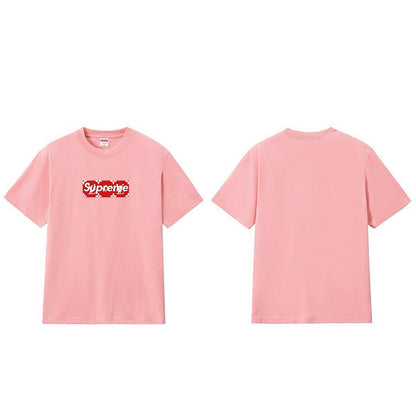 款号M307#p40💰 SUP 超级我 至高无上 老花box logo 短袖 tee 爆款 情侣 男女同款 宽松版型 采用260克精梳棉双纱 从面料到辅料全部三标齐全跟足ZP 进口松井公司浆料印花绝 - view 4