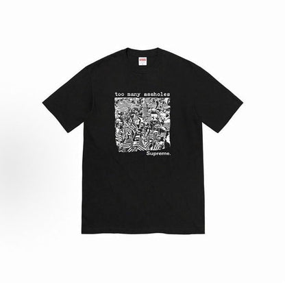 款号M338#p40💰 Supreme SS22 Week 19 Too Many Assholes Tee 字母人物印花圆领短袖美式潮流T恤 男女同款 粉色 宽松版型 采用260克精梳棉双纱 从 - view 1