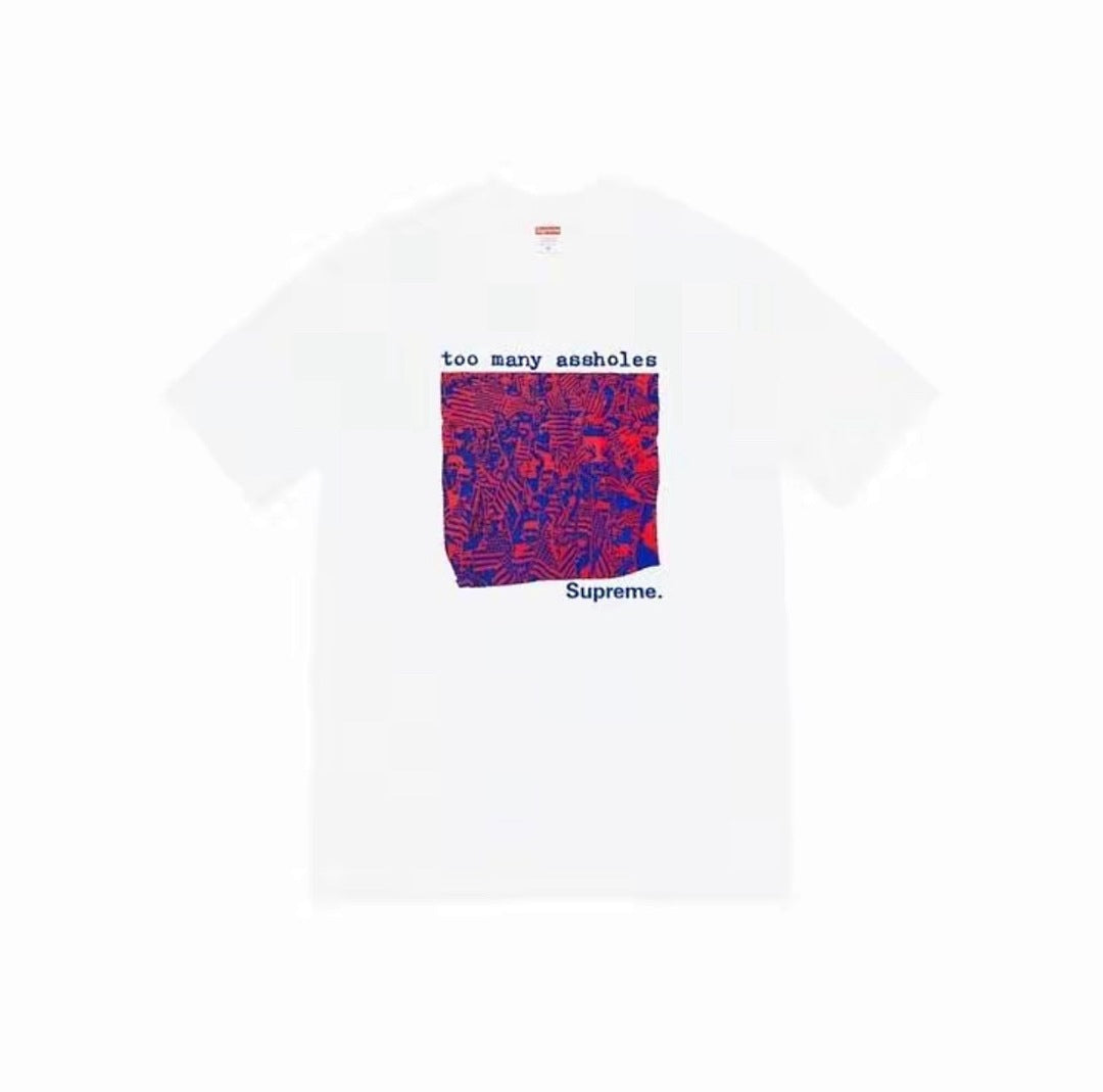 款号M338#p40💰 Supreme SS22 Week 19 Too Many Assholes Tee 字母人物印花圆领短袖美式潮流T恤 男女同款 粉色 宽松版型 采用260克精梳棉双纱 从 - view 3