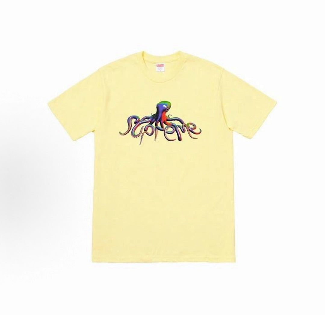 款号M349#p40💰 Supreme SS18 Tentacles Tee Pale Yellow 触手 印花短袖美式潮流T恤 男女同款 宽松版型 采用260克精梳棉双纱 从面料到辅料全部三标 - view 2
