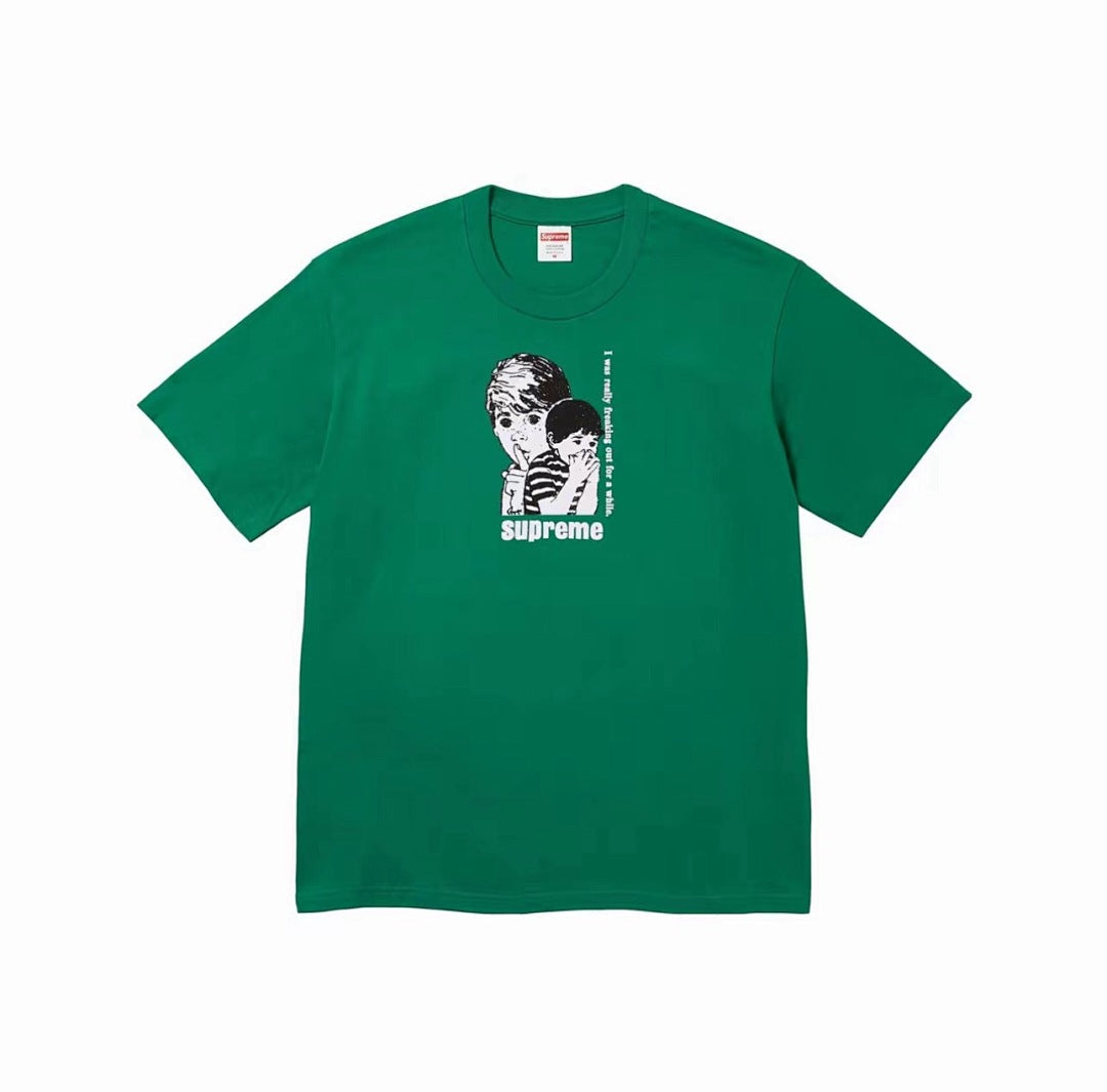 款号M353#p40💰 Supreme FW23 秋冬系列 WEEK1 FREAKING OUT TEE 惊吓头像字母Logo印花圆领短袖美式潮流T恤 男女同款 宽松版型 采用260克精梳棉双纱 从 - view 1