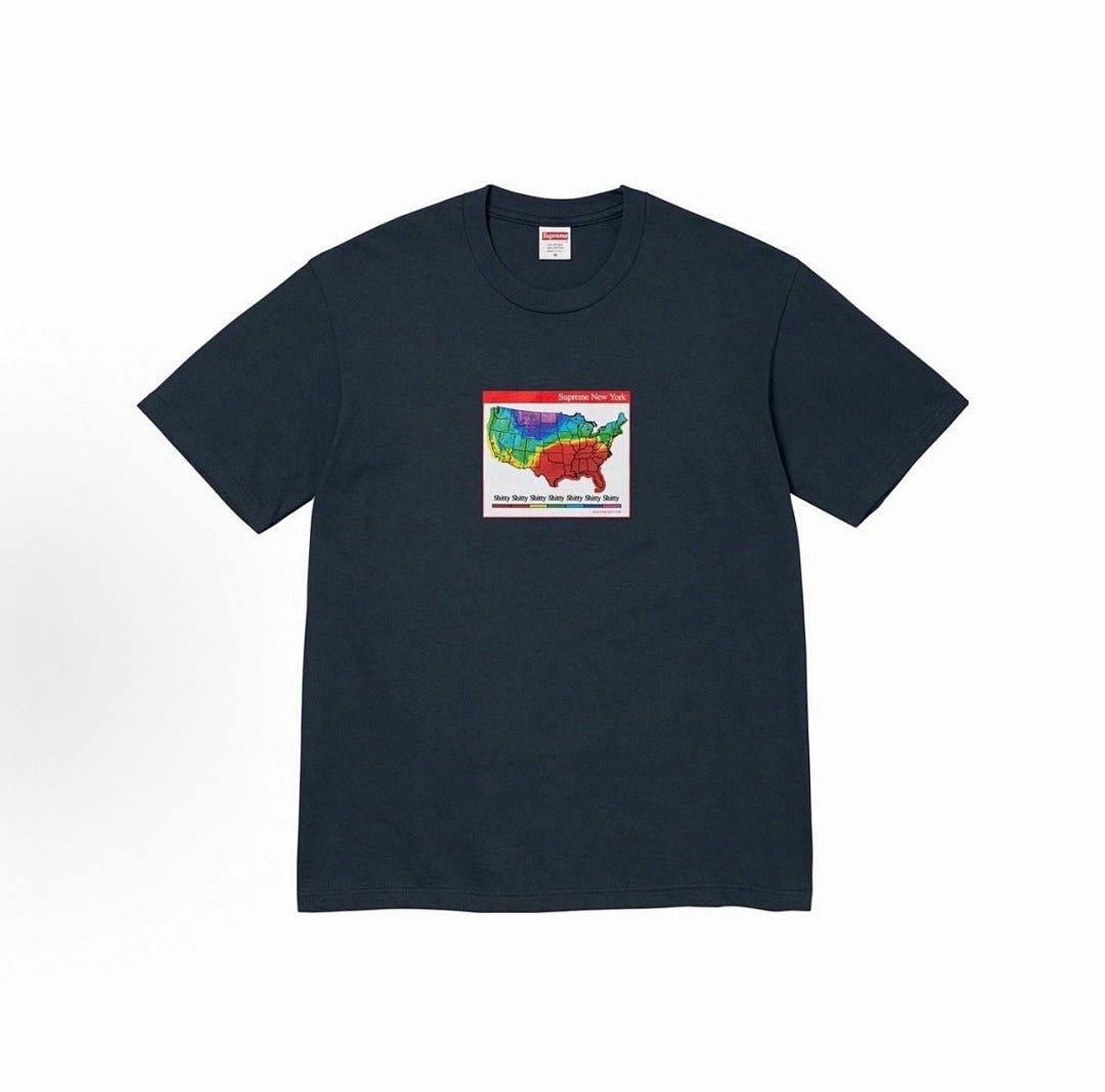 款号M361#40💰 Supreme FW23 WEEK7 WEATHER TEE 天气预报印花圆领套头短袖美式潮流T恤 男女同款 宽松版型 采用260克精梳棉双纱 从面料到辅料全部三标齐全跟足Z - view 4