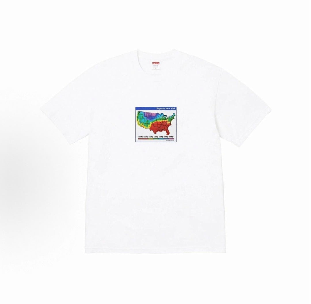 款号M361#40💰 Supreme FW23 WEEK7 WEATHER TEE 天气预报印花圆领套头短袖美式潮流T恤 男女同款 宽松版型 采用260克精梳棉双纱 从面料到辅料全部三标齐全跟足Z - view 5