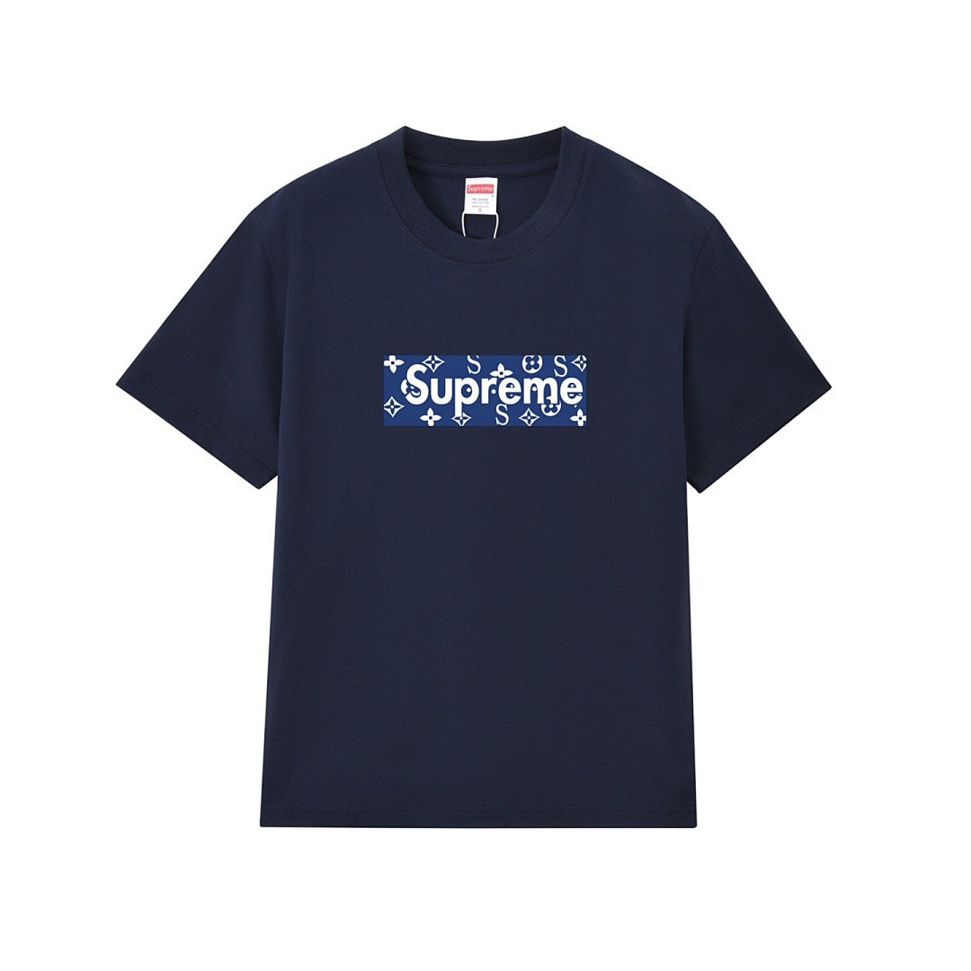 款号M376#p40💰 （市场最高版本欢迎对比） Supreme 美式潮牌夏装黑白双色纯棉前胸英文字母印花圆领短袖t恤 男女同款 宽松版型 采用260克双纱纯棉 圆筒 从面料到辅料全部三标齐全跟足Z - view 3