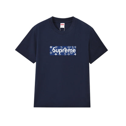 款号M376#p40💰 （市场最高版本欢迎对比） Supreme 美式潮牌夏装黑白双色纯棉前胸英文字母印花圆领短袖t恤 男女同款 宽松版型 采用260克双纱纯棉 圆筒 从面料到辅料全部三标齐全跟足Z - view 3
