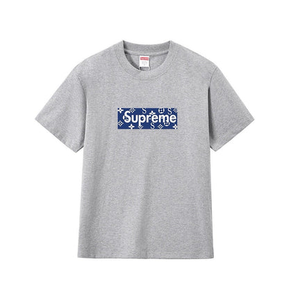款号M376#p40💰 （市场最高版本欢迎对比） Supreme 美式潮牌夏装黑白双色纯棉前胸英文字母印花圆领短袖t恤 男女同款 宽松版型 采用260克双纱纯棉 圆筒 从面料到辅料全部三标齐全跟足Z - view 5