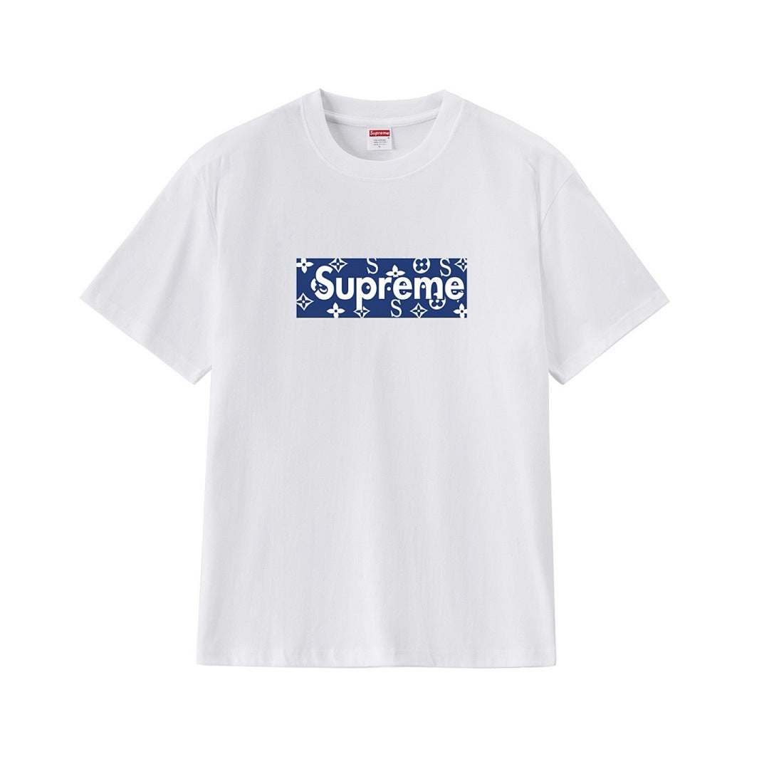 款号M376#p40💰 （市场最高版本欢迎对比） Supreme 美式潮牌夏装黑白双色纯棉前胸英文字母印花圆领短袖t恤 男女同款 宽松版型 采用260克双纱纯棉 圆筒 从面料到辅料全部三标齐全跟足Z - view 7