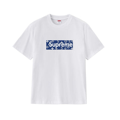 款号M376#p40💰 （市场最高版本欢迎对比） Supreme 美式潮牌夏装黑白双色纯棉前胸英文字母印花圆领短袖t恤 男女同款 宽松版型 采用260克双纱纯棉 圆筒 从面料到辅料全部三标齐全跟足Z - view 7