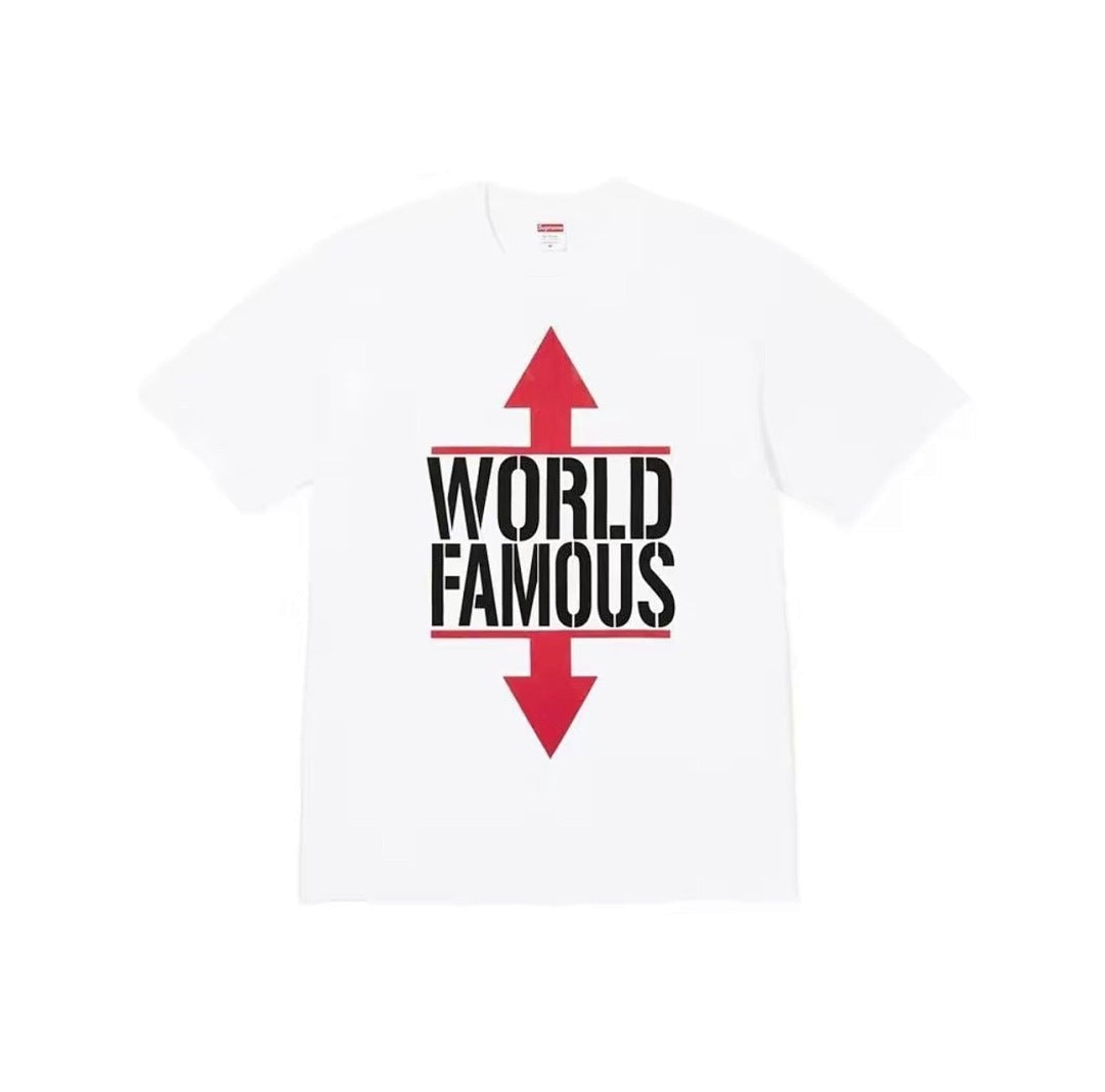 款号M381#p40💰 （市场最高版本欢迎对比） Supreme SS26 WEEK1 World Famous Tee 经典迷彩字母短袖T恤 男女同款 宽松版型 采用260克双纱纯棉 圆筒 从面 - view 6