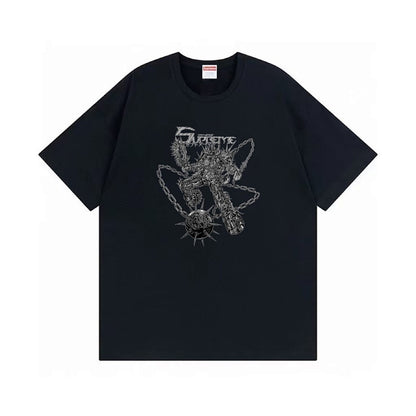 款号M388#p40💰 （市场最高版本欢迎对比） Supreme Week 18 Spikes Tee Logo印花美式潮流圆领短袖T恤 男女同款 宽松版型 采用260克双纱纯棉 圆筒 从面料 - view 4