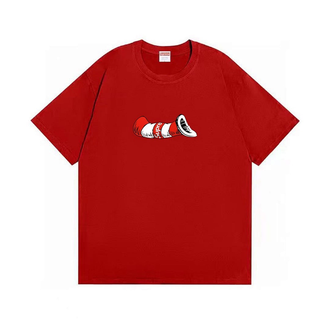 款号M396#p40💰 （市场最高版本欢迎对比） Supreme FW18 帽子里的猫短袖美式潮流圆领T恤 男女同款 宽松版型 采用260克双纱纯棉 圆筒 从面料到辅料全部三标齐全跟足ZP 进口松井 - view 1