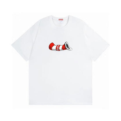 款号M396#p40💰 （市场最高版本欢迎对比） Supreme FW18 帽子里的猫短袖美式潮流圆领T恤 男女同款 宽松版型 采用260克双纱纯棉 圆筒 从面料到辅料全部三标齐全跟足ZP 进口松井 - view 4