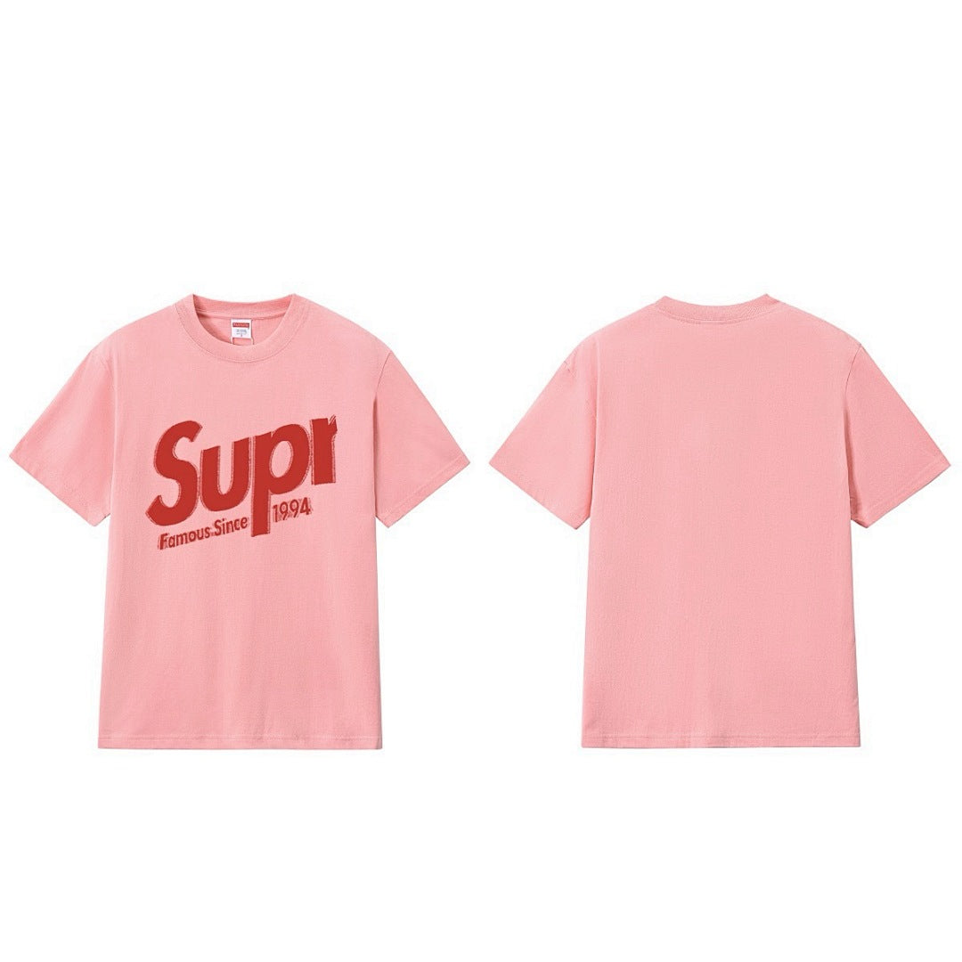 款号M404#p40💰 Supreme Week 12 Intarsia Spellout S/S Top 徽标Logo印花宽松短袖美式潮流T恤 男女同款 宽松版型 采用260克双纱纯棉 圆筒 从面 - view 1
