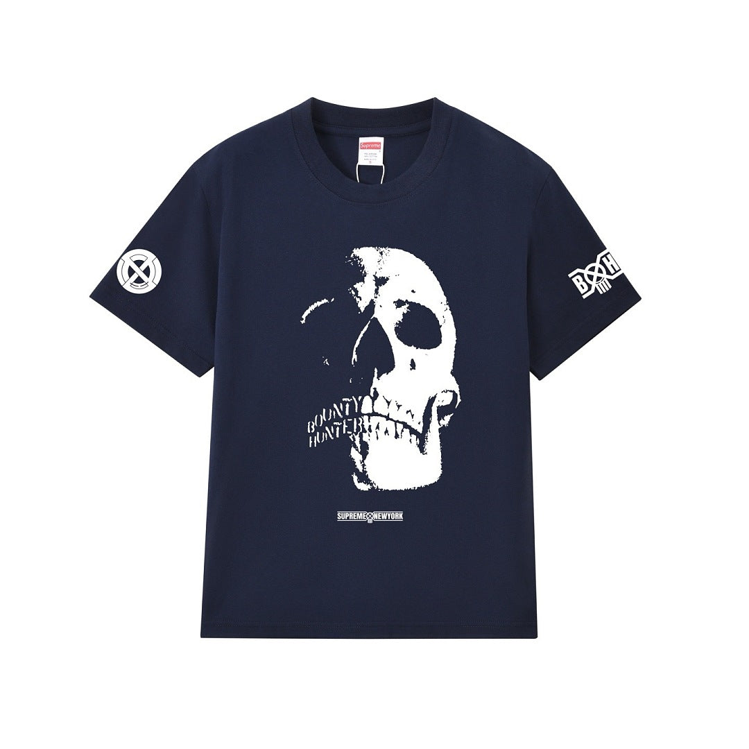 款号M413#p40💰 Supreme x BOUNTY HUNTER 联名款 FW23 WEEK6 SKULLS TEE 骷髅头印花圆领短袖美式潮流T恤 男女同款 宽松版型 采用260克双纱纯棉 - view 3