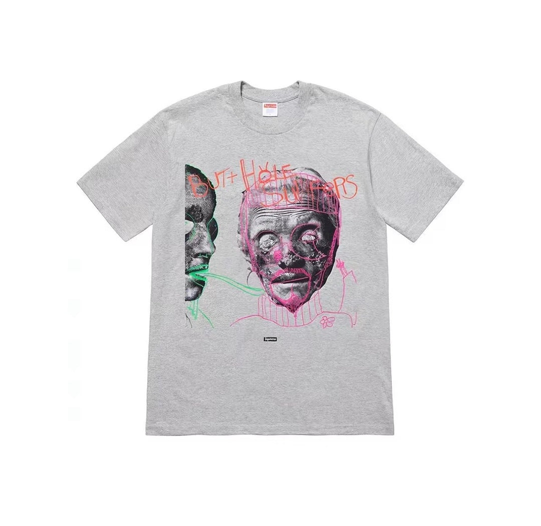 款号M422#p40💰 Supreme Week 19 x Butthole Surfers 联名款 Psychic Tee 人脸字母印花宽松短袖美式潮流T恤 男女同款 宽松版型 采用260克双纱 - view 1