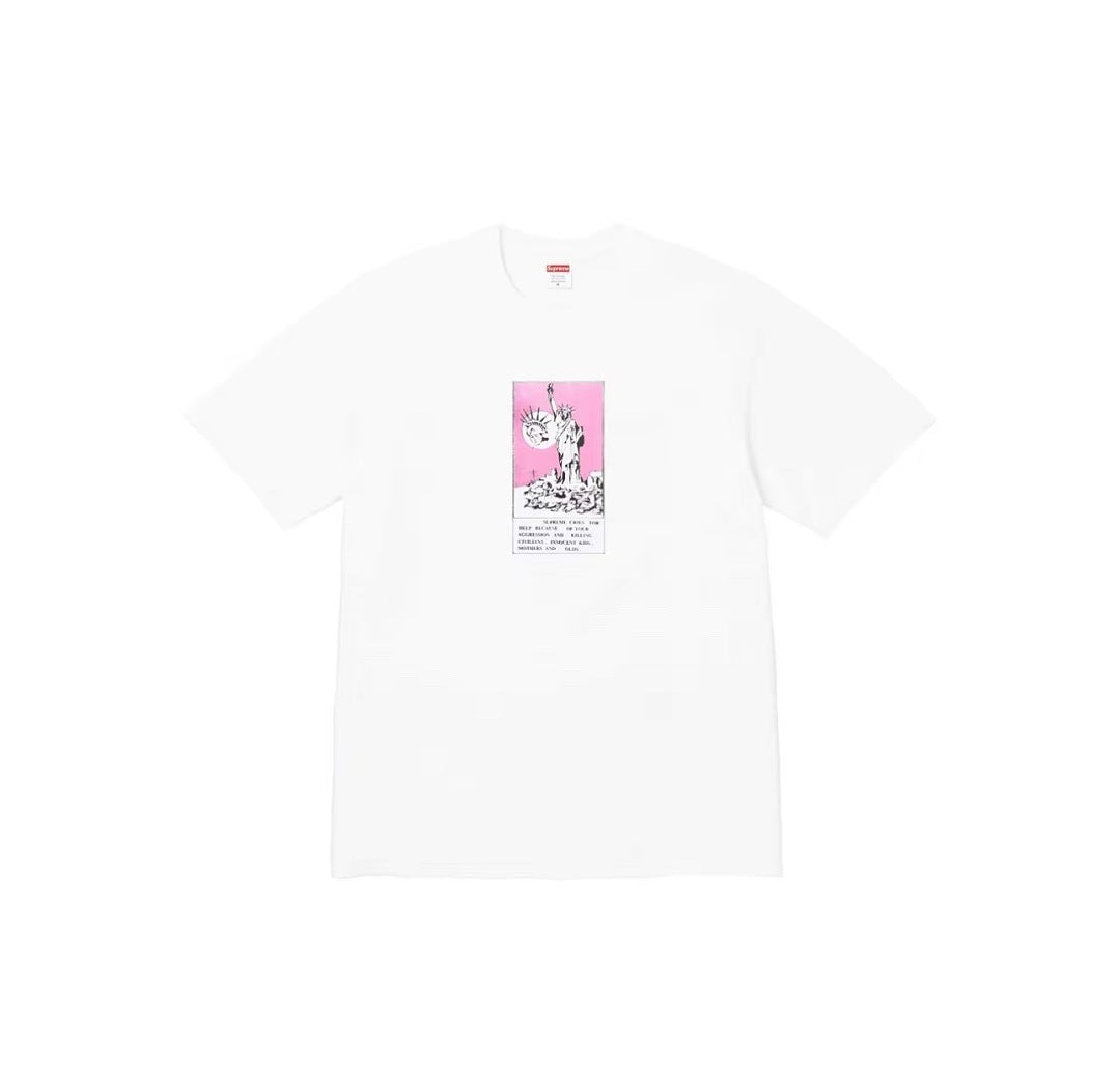 款号M439#p40💰 Supreme FW24 WEEK1 Liberty Tee 棉质印花图案圆领短袖美式潮流T恤 男女同款 宽松版型 采用260克双纱纯棉 圆筒 从面料到辅料全部三标齐全跟足 - view 1