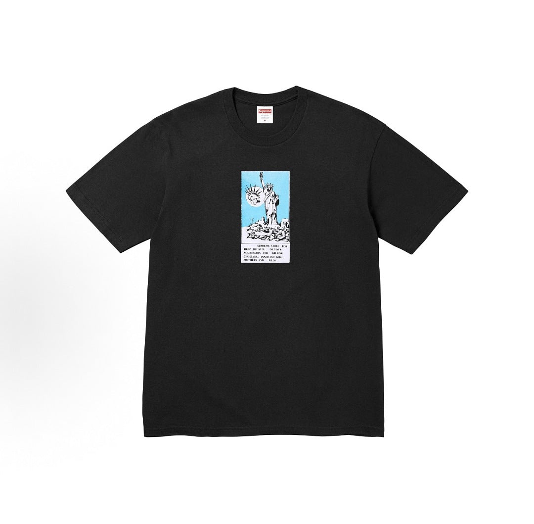 款号M439#p40💰 Supreme FW24 WEEK1 Liberty Tee 棉质印花图案圆领短袖美式潮流T恤 男女同款 宽松版型 采用260克双纱纯棉 圆筒 从面料到辅料全部三标齐全跟足 - view 5