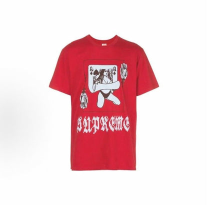 款号M453#p40💰 Supreme FW19 Week1 Queen Tee 女王纸牌印花 花体字母logo短袖美式潮流T恤 男女同款 宽松版型 采用260克双纱纯棉 圆筒 从面料到辅料全部三 - view 4