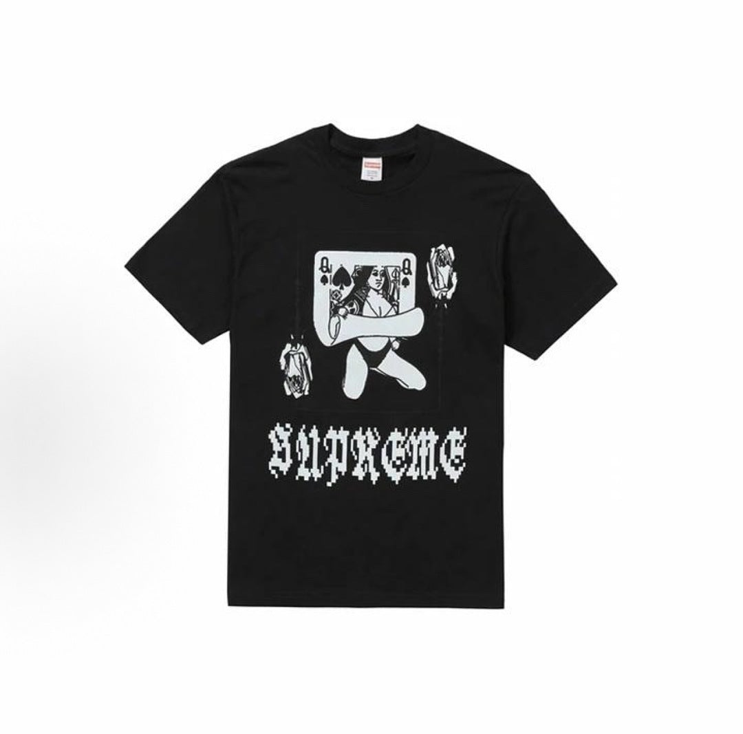 款号M453#p40💰 Supreme FW19 Week1 Queen Tee 女王纸牌印花 花体字母logo短袖美式潮流T恤 男女同款 宽松版型 采用260克双纱纯棉 圆筒 从面料到辅料全部三 - view 5