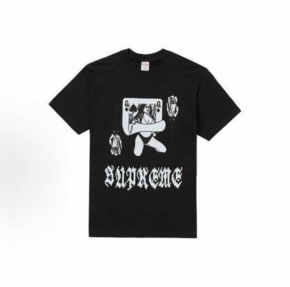 款号M453#p40💰 Supreme FW19 Week1 Queen Tee 女王纸牌印花 花体字母logo短袖美式潮流T恤 男女同款 宽松版型 采用260克双纱纯棉 圆筒 从面料到辅料全部三 - view 5