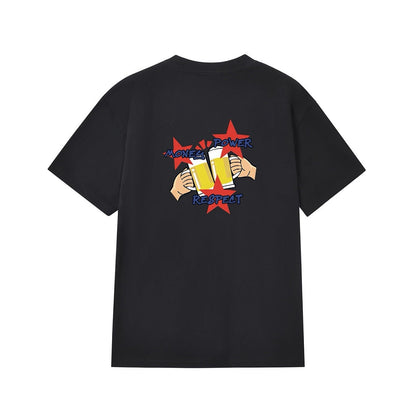 款号M454#p40💰 Supreme FW19 Week 17 Money Power Respect Tee 卡通干杯啤酒 印花短袖美式潮流T恤 男女同款 宽松版型 采用260克双纱纯棉 圆筒 - view 1