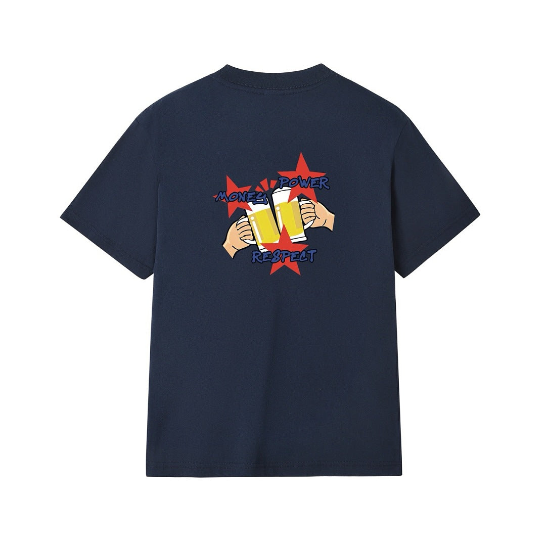 款号M454#p40💰 Supreme FW19 Week 17 Money Power Respect Tee 卡通干杯啤酒 印花短袖美式潮流T恤 男女同款 宽松版型 采用260克双纱纯棉 圆筒 - view 2