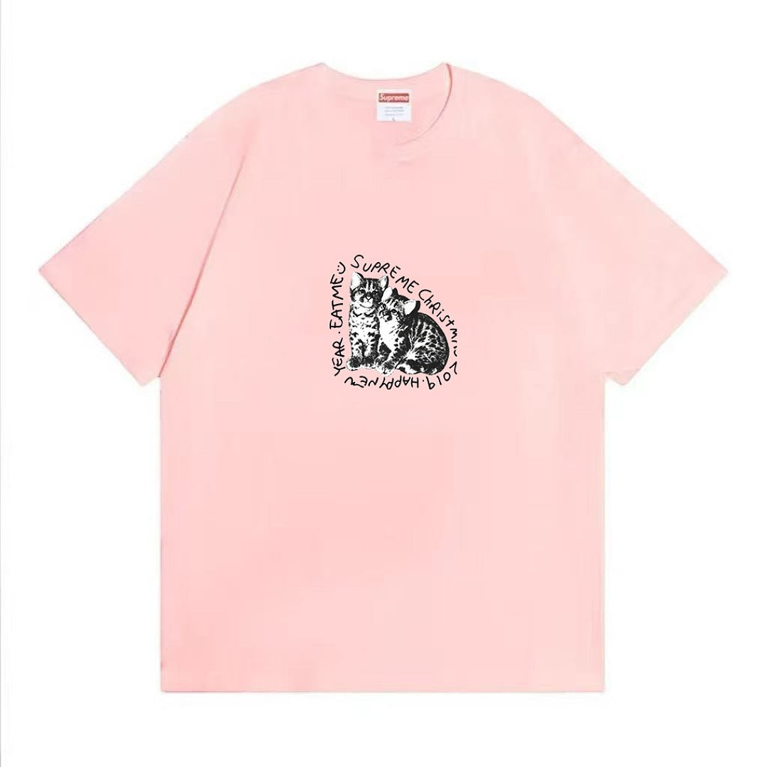 款号M485#p40💰 Supreme FW19 Week 17 Eat Me Tee 小猫印花短袖美式潮流合身T恤 男女同款 宽松版型 采用260克双纱纯棉 圆筒 从面料到辅料全部三标齐全跟足Z - view 1