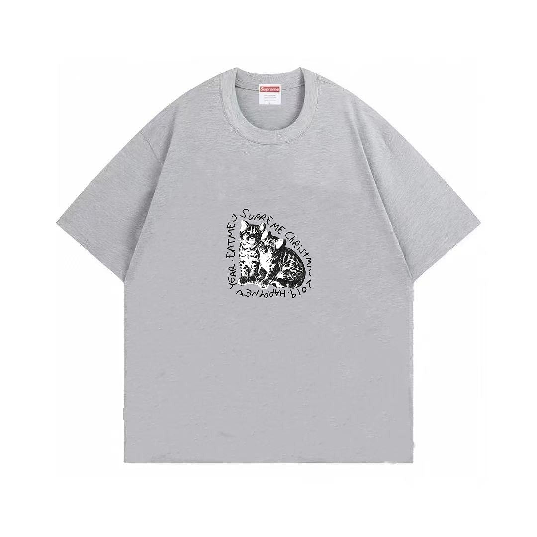 款号M485#p40💰 Supreme FW19 Week 17 Eat Me Tee 小猫印花短袖美式潮流合身T恤 男女同款 宽松版型 采用260克双纱纯棉 圆筒 从面料到辅料全部三标齐全跟足Z - view 2