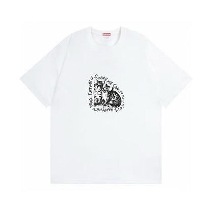 款号M485#p40💰 Supreme FW19 Week 17 Eat Me Tee 小猫印花短袖美式潮流合身T恤 男女同款 宽松版型 采用260克双纱纯棉 圆筒 从面料到辅料全部三标齐全跟足Z - view 5