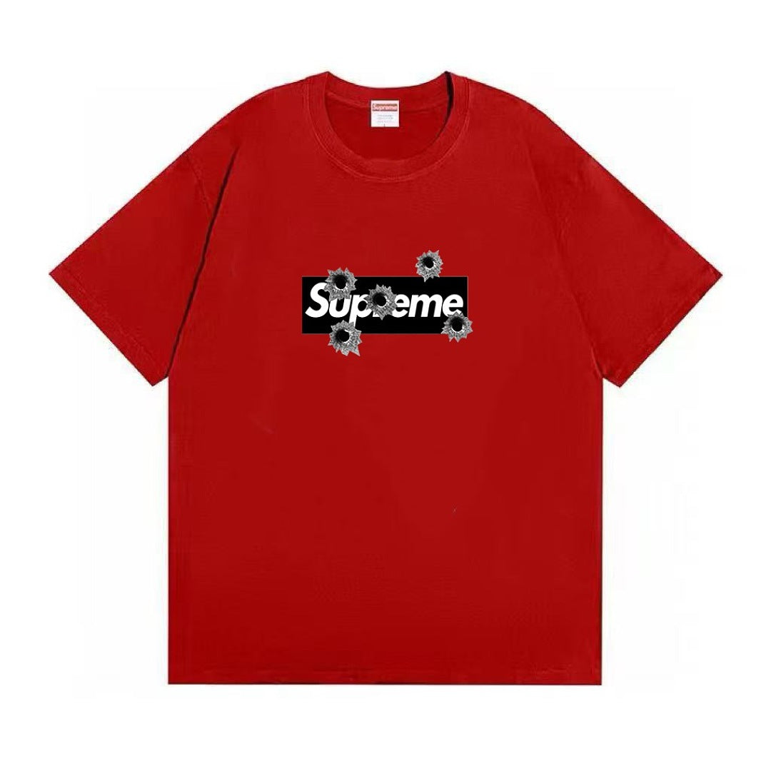 款号M488#p40💰 Supreme 华盛顿限定联名款枪孔LOGO夏季短袖 男女同款 宽松版型 采用260克双纱纯棉 圆筒 从面料到辅料全部三标齐全跟足ZP 进口松井公司浆料印花绝不开裂 整件 - view 2