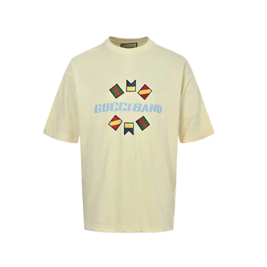 Gucci Cream Nautical Flag Circle Graphic Tee