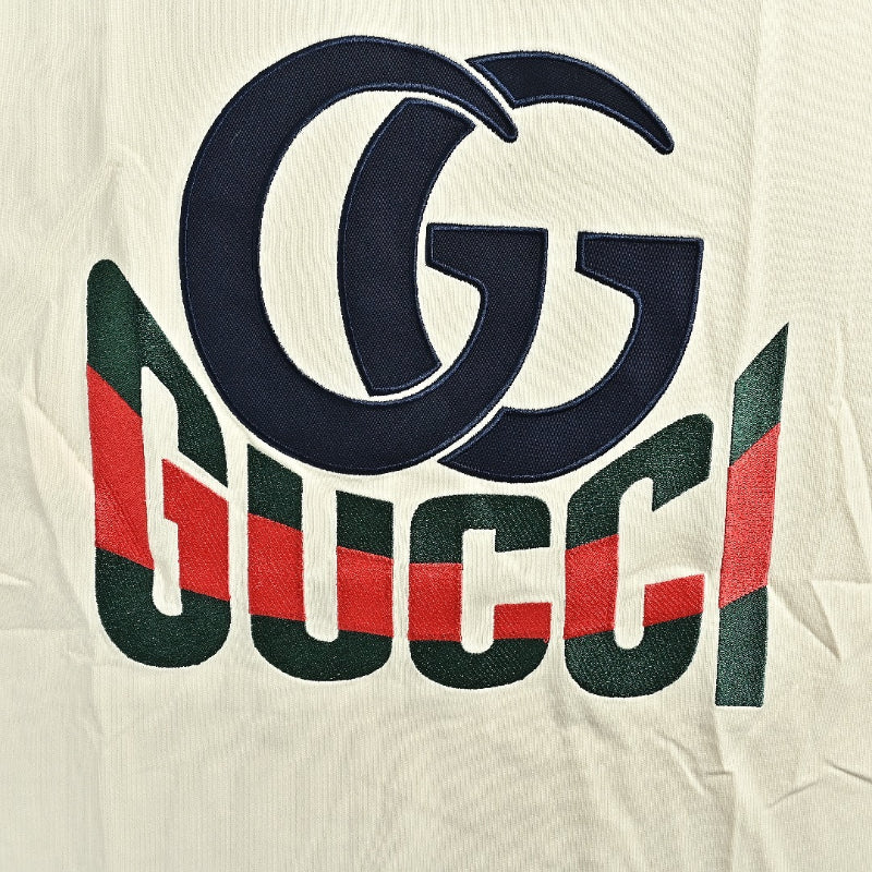 Gucci Cream Double-G Monogram Graphic Tee