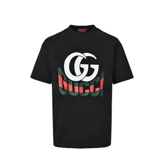 Gucci Black Double-G Monogram Graphic Tee